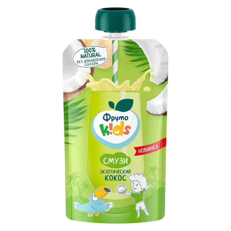 Смузи ФрутоKids экзотический кокос с мультифруктами (кокос банан апельсин) 3+ лет 130 гр