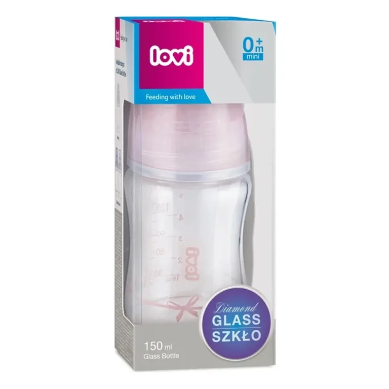 Стеклянная бутылочка LOVI DIAMOND GLAS 150 мл Baby Shower для девочки