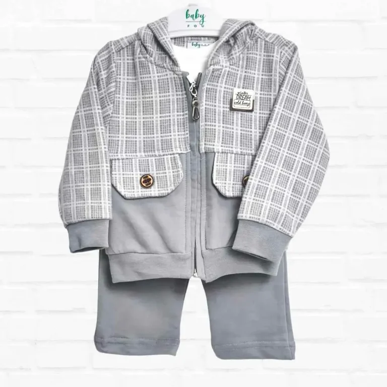Комплект 3ка Baby fou в клетку Серый