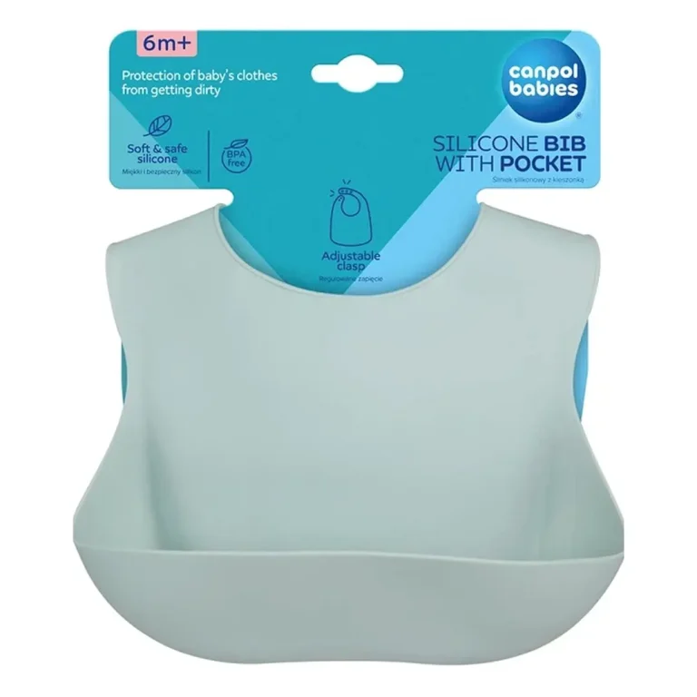 Силиконовый нагрудник Canpol Babies Bib with pocket Берюзовый