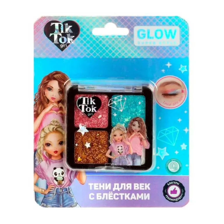 Тени для век с блестками 4 цвета Tik Tok Girl