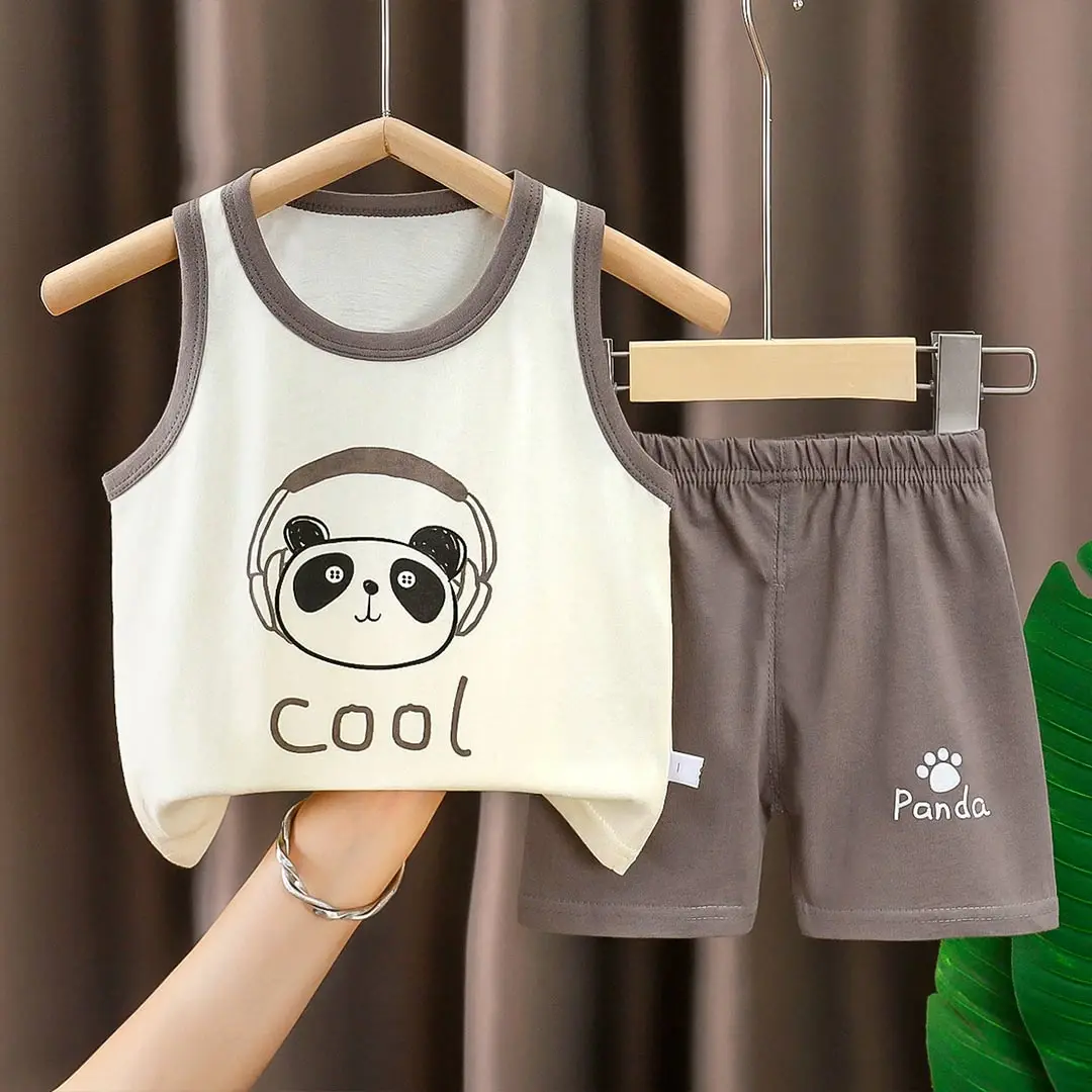 Комплект 2ка Майка + шорты Панда Cool Молочный