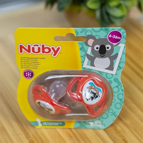 Силиконовая ортодонтическая пустышка Nuby Самолет и корабль, 6-36 мес, 2 шт.