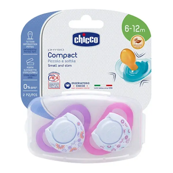 Пустышка сил. Chicco Physio Comfort 6-12 мес для девочек 2 шт