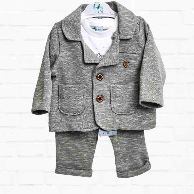 Комплект 3ка Baby fou однотонный с кормашками Серый