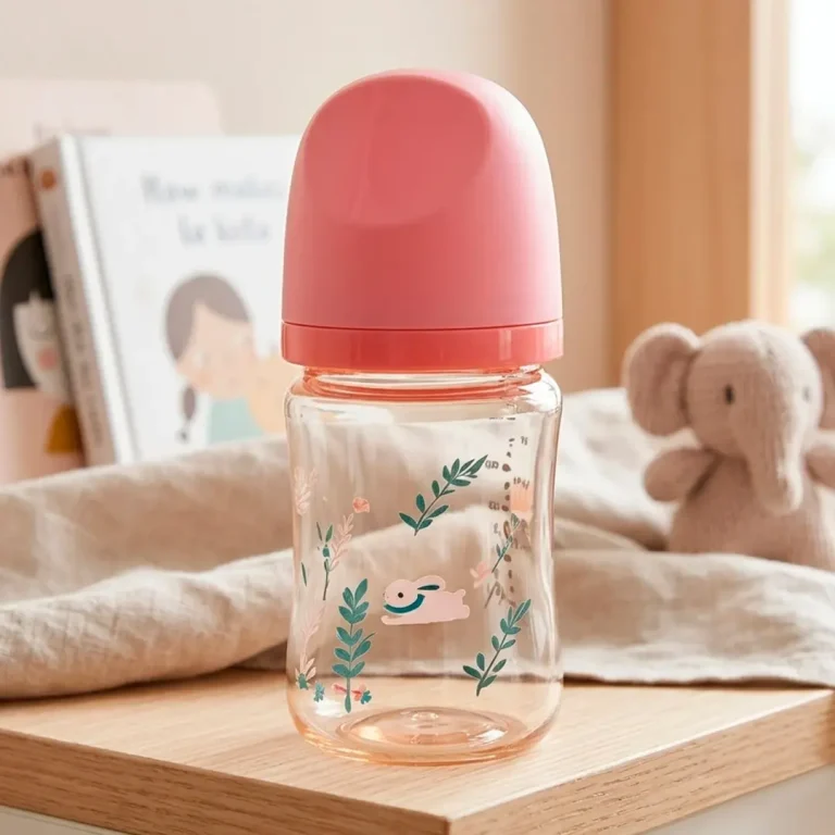 Бутылочка Beibei Зайчики 180 мл 6+ мес Розовый