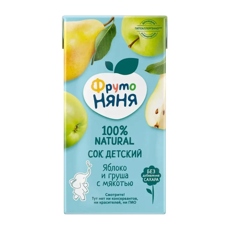 Сок ФрутоНяня яблоко и груша с мякотью 500 мл. 3+ лет.