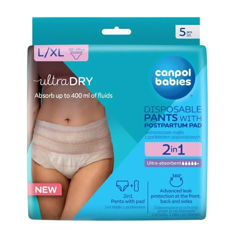 Послеродовые трусики Canpol babies одноразовые 2-в-1 дышащие ультраабсорбирующие L/XL 5 шт