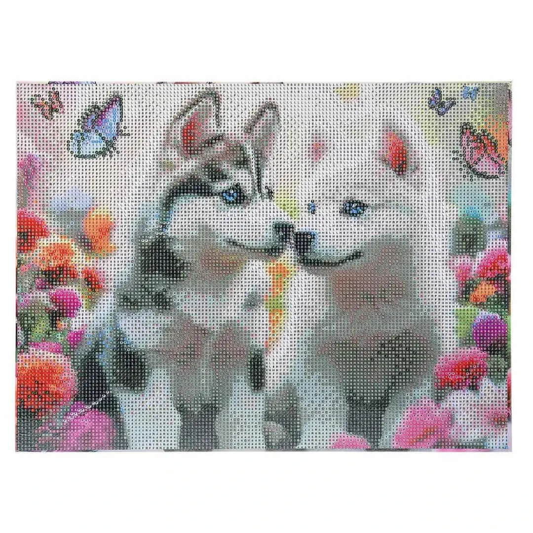 Алмазная мозаика MultiArt 30*40 с подрамником поцелуй хаски