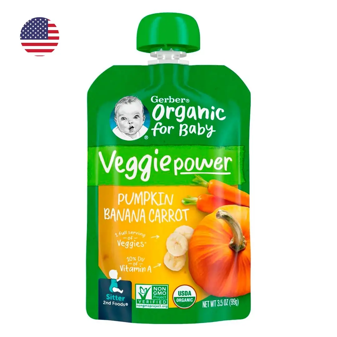 Пюре Gerber Organic for Baby Veggie power тыква морковь банан с 6+ мес 99 гр