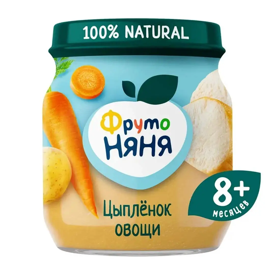 Пюре ФрутоНяня цыпленка с рисом морковью и картофелем 100 гр 8+ мес