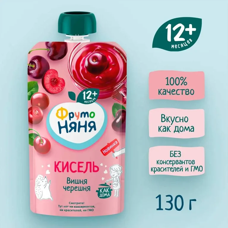 Кисель ФрутоНяня из вишни и черешни, 130 г, с 12+ мес