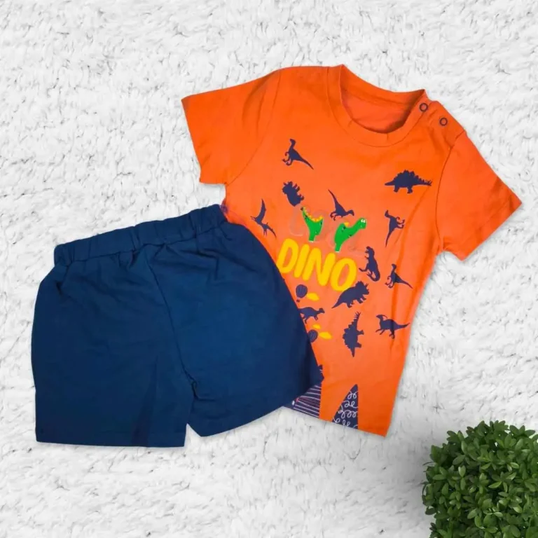 Комплект 2ка MINI HES Cool Dino Футболка + шорты Оранжевый