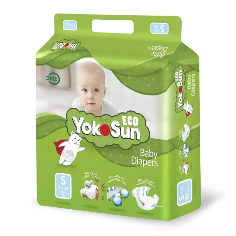 Подгузники YokoSun Eco S (3-6 кг) 70 шт
