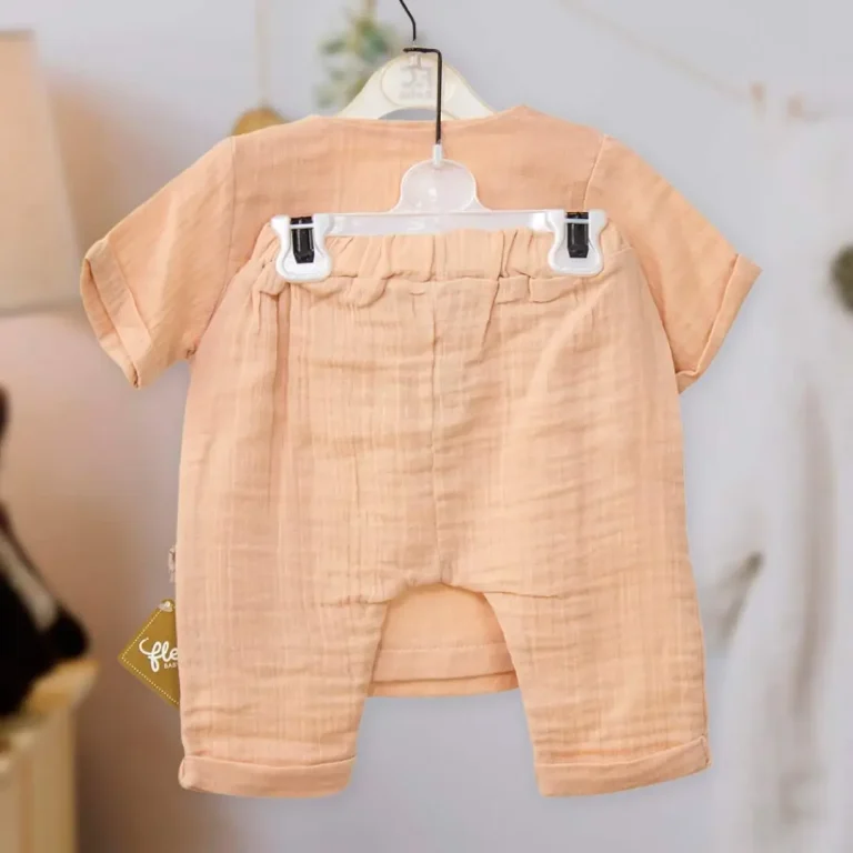 Муслиновый комплект 2ка flexi Мишка baby майка + штаны Бежевый