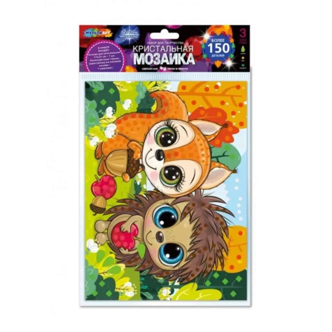 Кристальная мозаика MultiArt лесные зверята 17*23 см