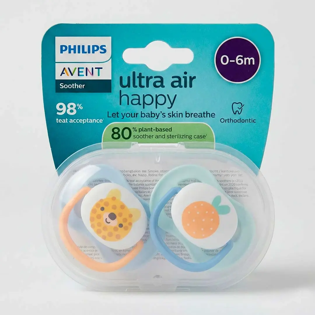 Пустышка Philips Avent Ultra Air Happy Леопард ананас SCF080/23 0-6 мес 2 шт