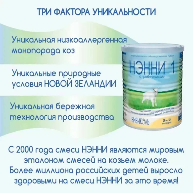 Молочная смесь Нэнни 1 с пребиотиками на основе козьего молока 400 гр. 0-6 мес.