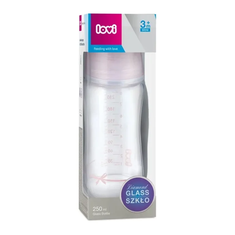 Бутылочка LOVI стеклянная DIAMOND GLAS 250 мл Baby Shower для девочки