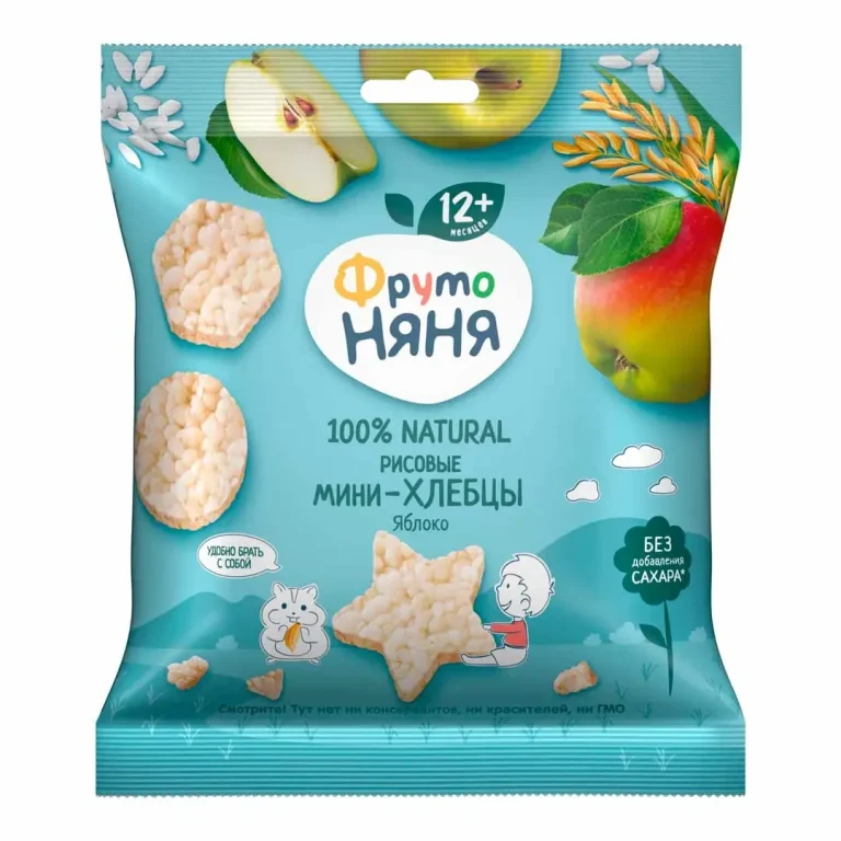 ФрутоНяня Мини хлебцы рисовые с яблоком 30 г 12+ мес